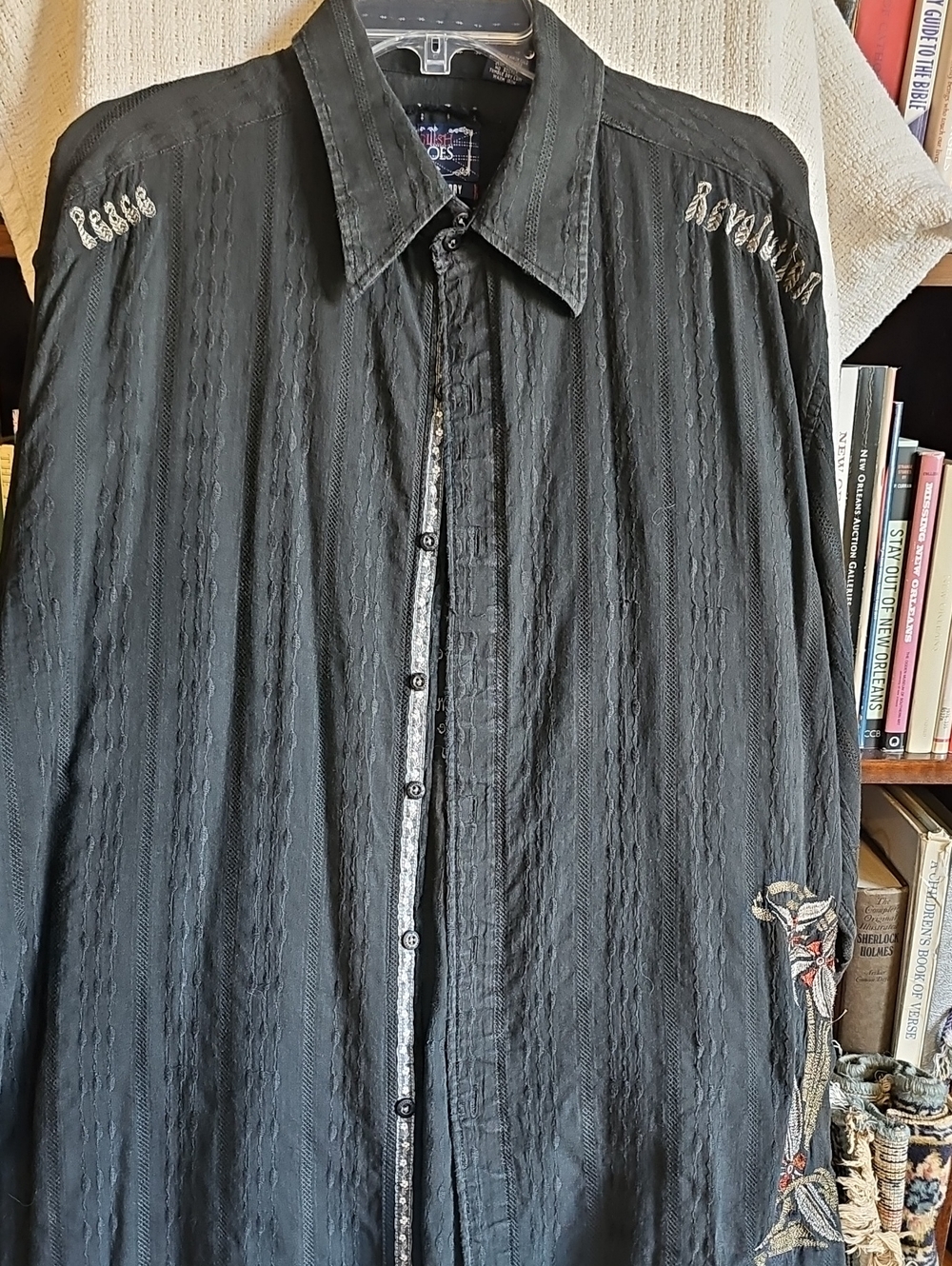 English Laundry Black Embroidered Lightweight Shirt Jacket